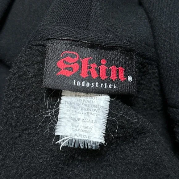 Vintage Y2K Skin Industries Made in USA Pinup Girl Zip Hoodie Mens Large